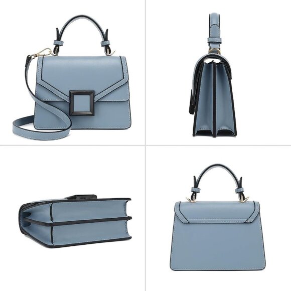 Mini Faux Leather Top Handle Satchel Small Crossbody Bag for Women - Picture 6 of 7